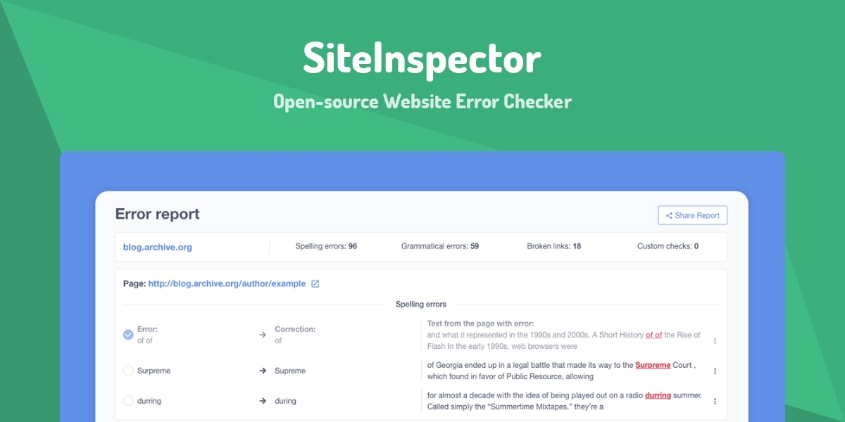 SiteInspector Open source Website Error Checker Made With Vue js Siteinspector open source website error checker made with vue js